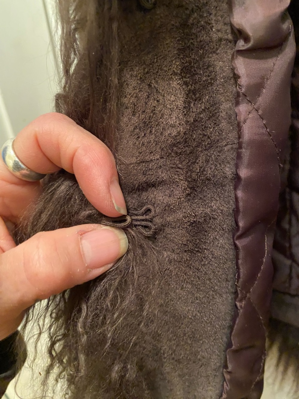 “if it were me”Chocolate Brown Real  FurTrim Suede Knit Sleeve Jacket - Picture 8 of 10